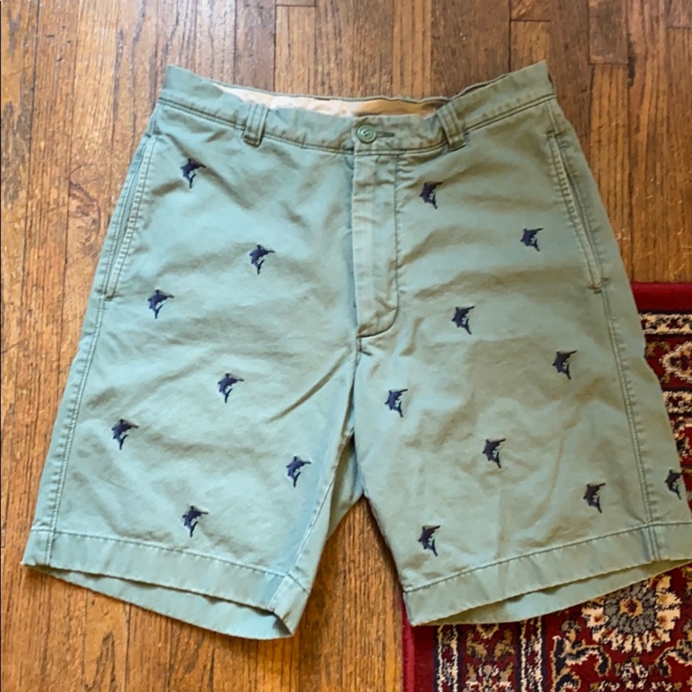 Jcrew preppy green/navy critter chino shorts